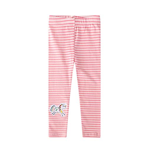 Baotung Kinder Mädchen Leggings mit Einhorn-Muster Baumwolle elastisch, Pink Streifen Einhorn， Gr.104-110(Herstellgröße:5T) von Baotung