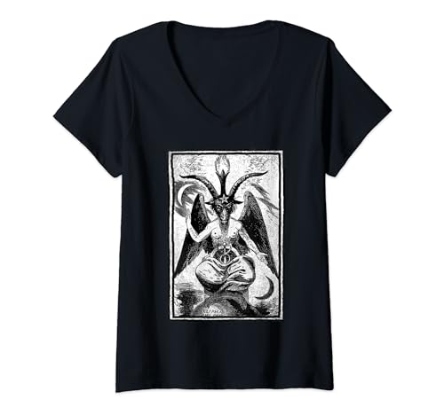 Damen Baphomet Satanic Okkulter Beelzebub Lucifer Wie oben so unten T-Shirt mit V-Ausschnitt Damen Baphomet Satanic Okkulter Beelzebub Lucifer Wie oben so unten T-Shirt mit V-Ausschnitt von Baphomet Satanic Occult Beelzebub Lucifer