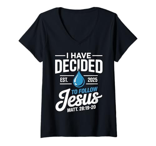 Damen Ich Habe beschlossen, dem christlichen Bibelvers der Taufe Jesu zu Folgen T-Shirt mit V-Ausschnitt Damen Ich Habe beschlossen, dem christlichen Bibelvers der Taufe Jesu zu Folgen T-Shirt mit V-Ausschnitt von Baptism Christian Bible Verse Apparel