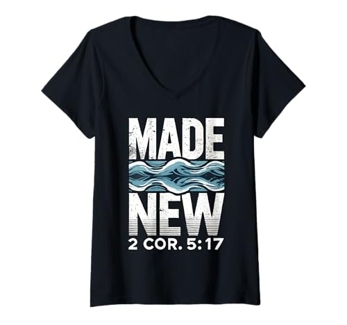 Damen Made New Taufshirt Christian Shirts für Jugend getauft T-Shirt mit V-Ausschnitt Damen Made New Taufshirt Christian Shirts für Jugend getauft T-Shirt mit V-Ausschnitt von Baptism Designs By ShirtZilla
