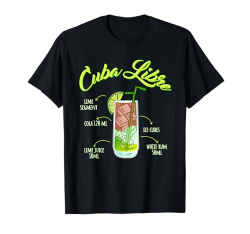 Bar Drinks & Urlaub Outfits mit Rum - Bekanntester Rum Drink, Cuba Libre T-Shirt für Damen & Herren - Unisex-Erwachsene - Partyfreunde, Erwachsene, Unisex - Schwarz - Small - Kurzärmelig - T-Shirt von Bar Drinks & Urlaub Outfits mit Rum