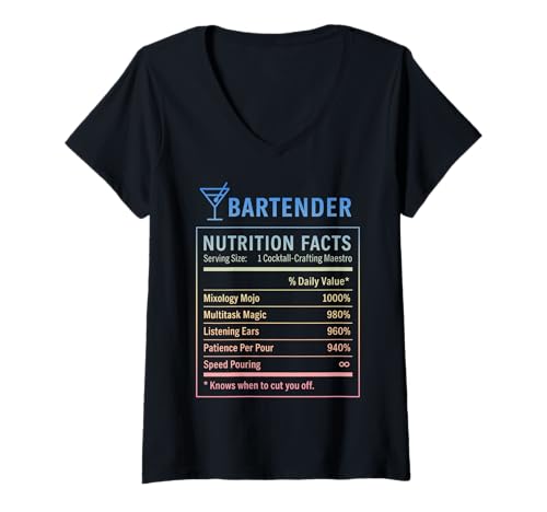 Damen Lustige Barkeeper-Fakten T-Shirt mit V-Ausschnitt Damen Lustige Barkeeper-Fakten T-Shirt mit V-Ausschnitt von Bar Nightlife Humor Gifts for Bartenders