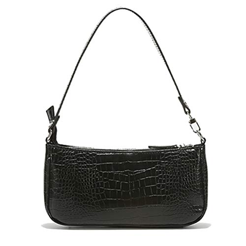 Barabum Retro Classic Crocodile Pattern Clutch Umhängetasche mit Reißverschluss für Frauen (Schwarz) von Barabum