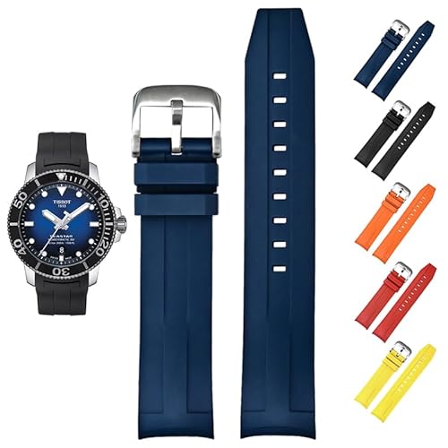 FKM Gummiband für Tissot Seastar 1000 Powermatic 80 T120407A, Ersatz-Uhrenarmband mit gebogenem Ende für Tissot Seastar 1000 Uhren, 21 mm, Blau, 21 mm FKM Gummiband für Tissot Seastar 1000 Powermatic 80 T120407A, Ersatz-Uhrenarmband mit gebogenem Ende für Tissot Seastar 1000 Uhren, 21 mm, Blau, 21 mm von BARAK WATCHES