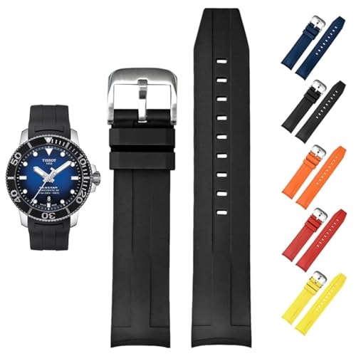 21 mm FKM Gummiband für Tissot Seastar 1000 Powermatic 80 T120407A, Ersatz-Uhrenarmband mit gebogenem Ende für Tissot Seastar 1000 Uhren, 21mm, Kein Edelstein von Barak Watches