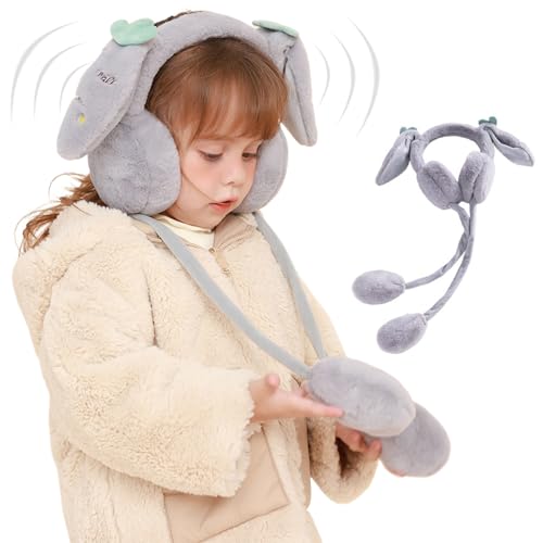 Barakara Ohrenwärmer Winter Mädchen, Dicke Warme Plüsch Ohrenschützer Niedlich Stirnband Fleece Gefüttert mit 3D Beweglichen Ohren, Winddicht Earmuff für Schule Reiten Ski Outdoor Kinder 3-12 Jahre von Barakara