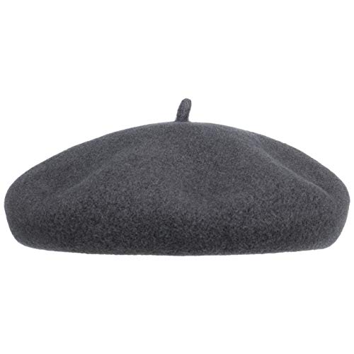 Barascon Baskenmütze Kaschmir Futter Barett aus Wolle Viskose Made in Europe Damen Herren Sommer Winter dunkelgrau 58 cm von Barascon