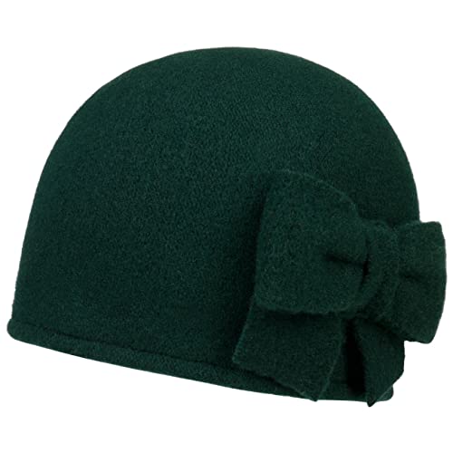Barascon Calima Damenmütze Rundliche Wintermütze aus Wolle mit Schleifenapplikation Made in EU Herbst Winter dunkelgrün One Size von Barascon