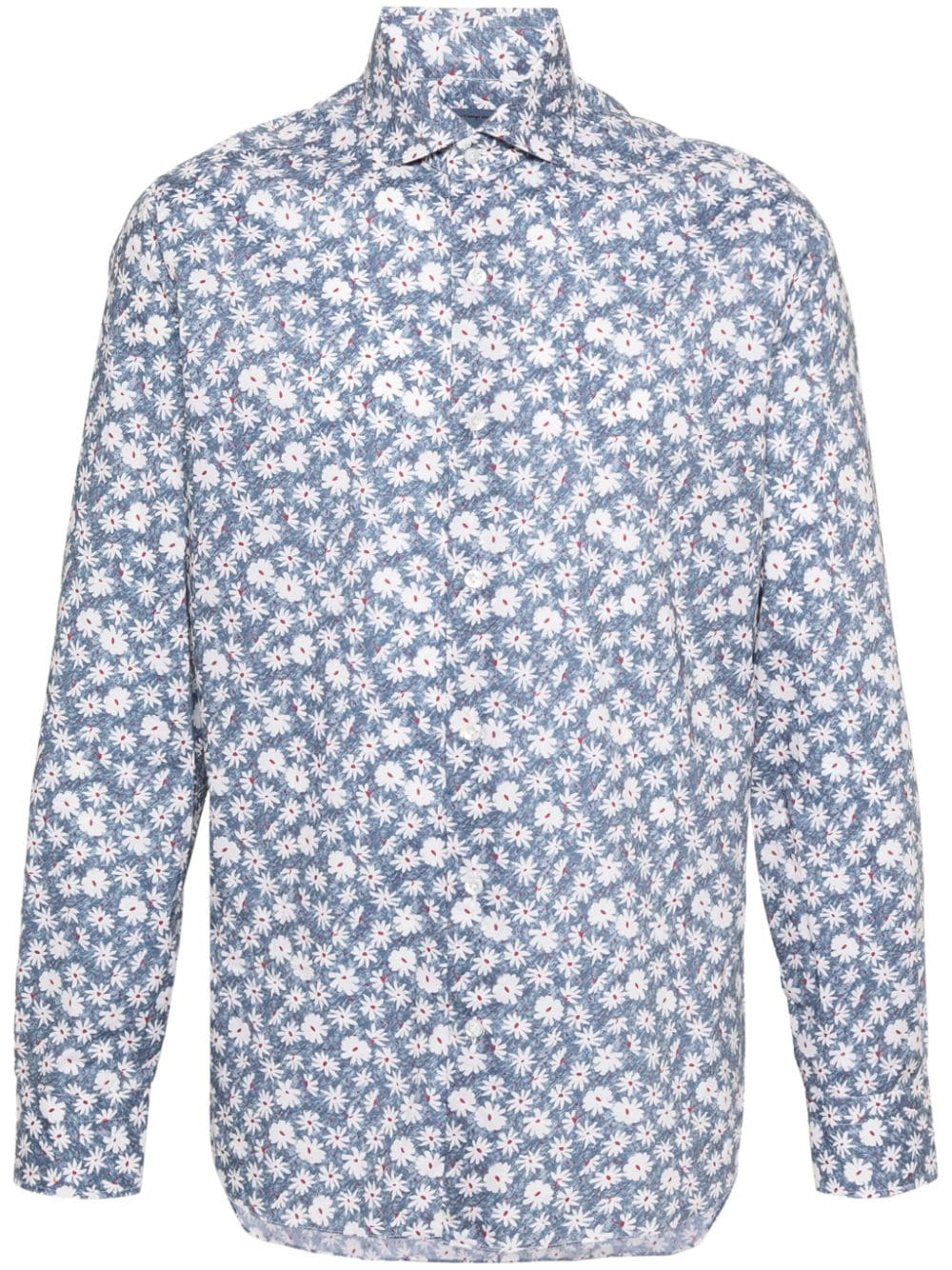 Barba Hemd mit Blumen-Print - Blau von Barba