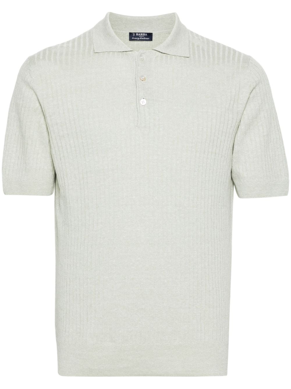 Barba ribbed linen-blend polo shirt - Grün von Barba