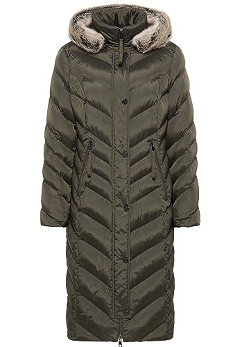 Barbara Lebek Damen Steppmantel mit Webpelz khaki - 42 von BARBARA LEBEK