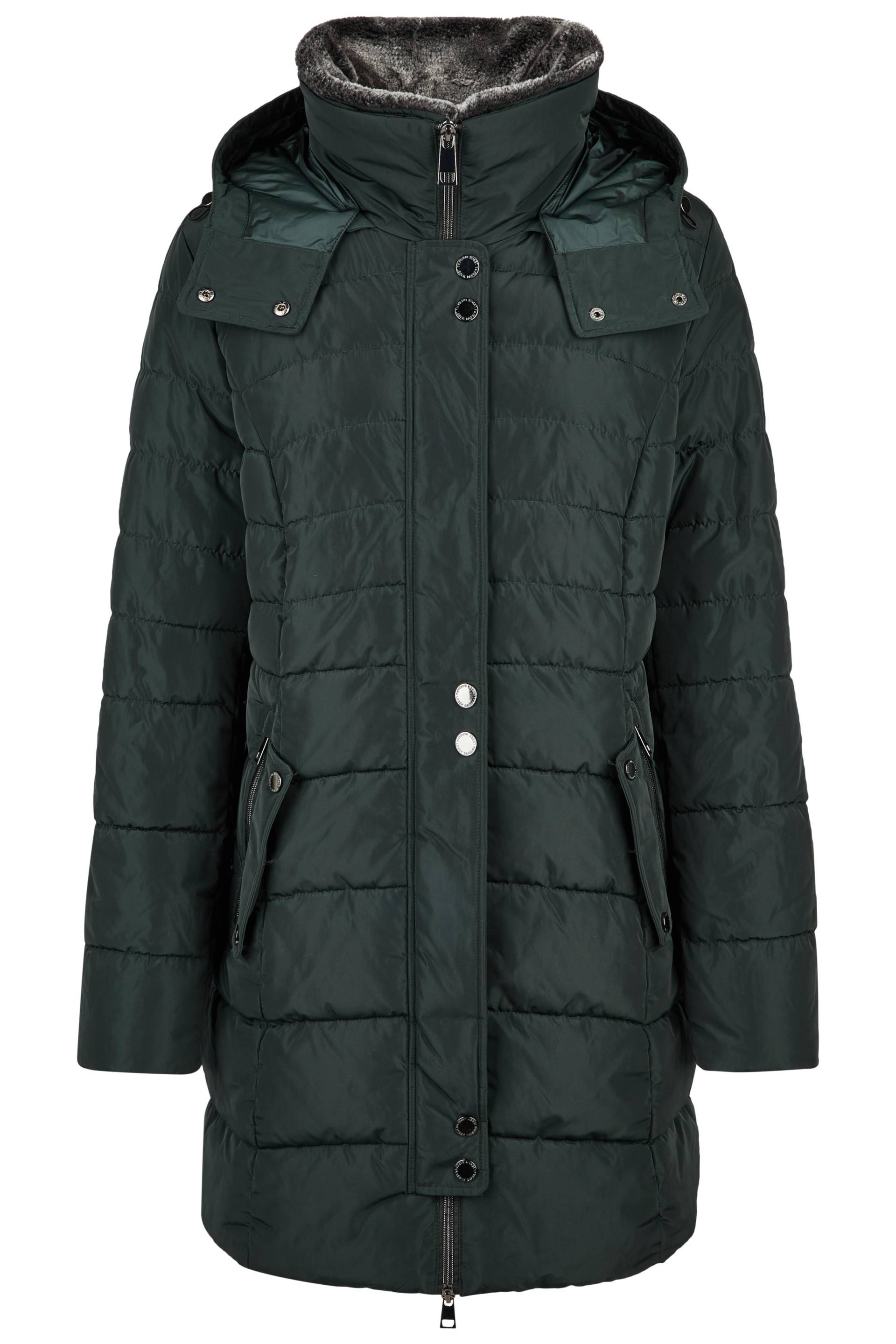 Barbara Lebek - Jacke Down Free mit Kapuze und Webpelz dark green - Gr. - 46 von Barbara Lebek