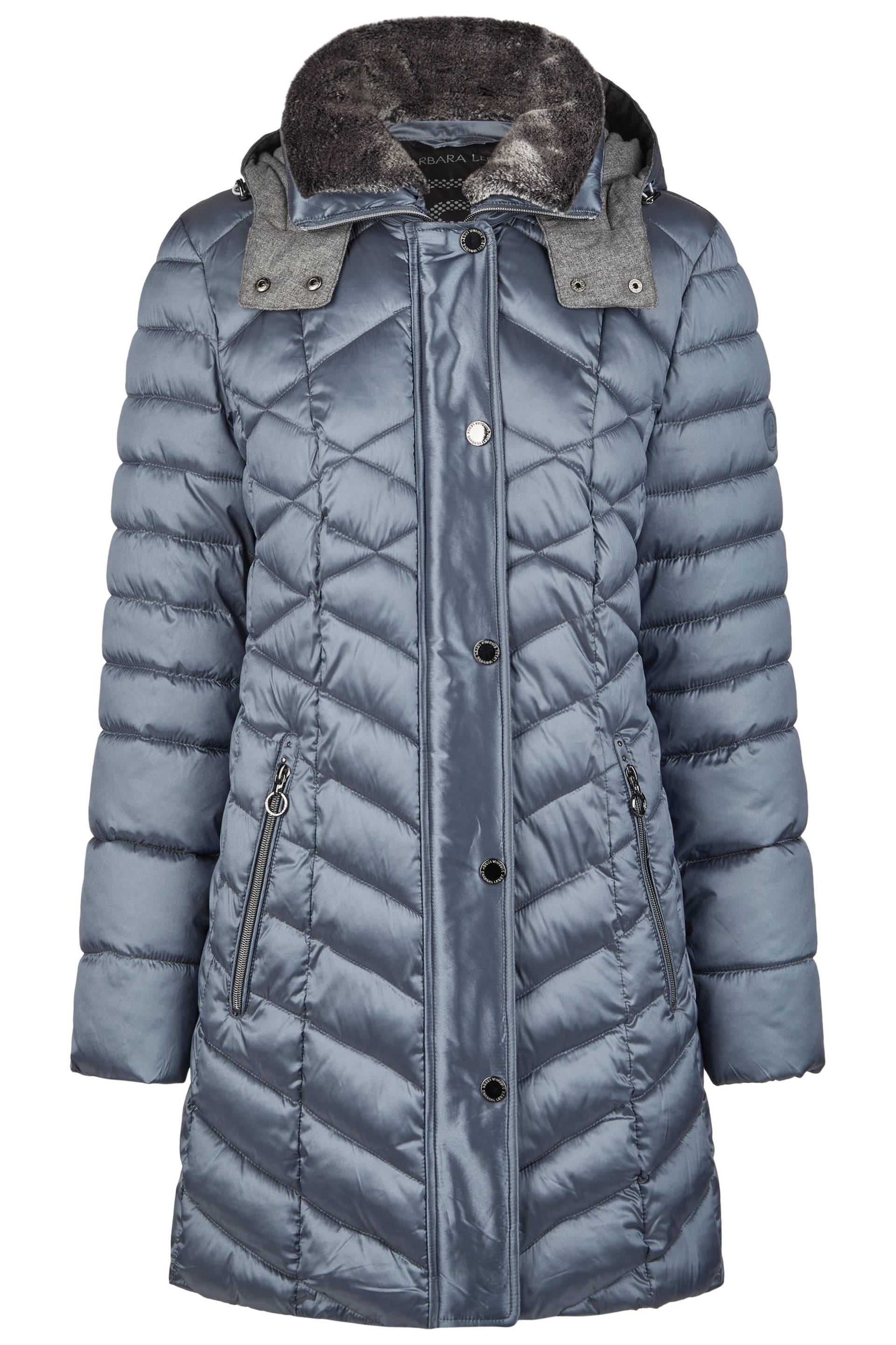 Barbara Lebek - Jacke Down Free mit Kapuze und Webpelz dusty blue - Gr. - 38 von Barbara Lebek