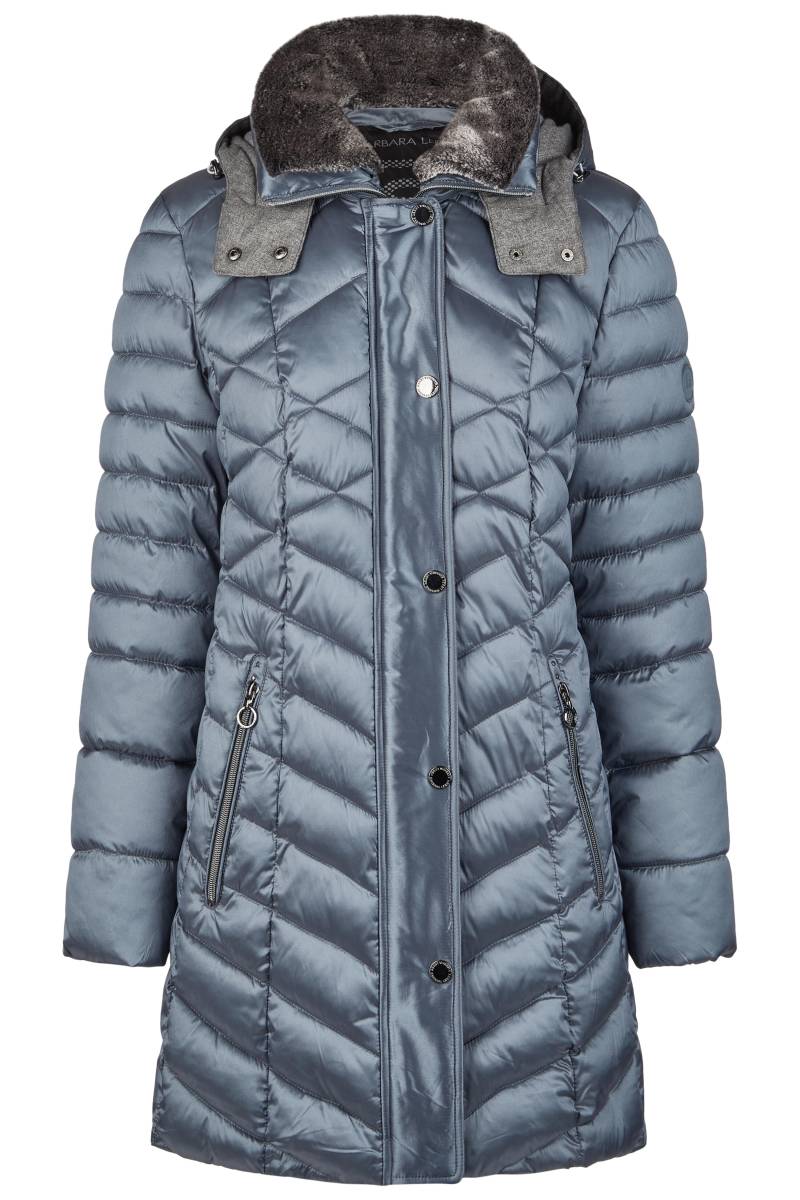 Barbara Lebek - Jacke Down Free mit Kapuze und Webpelz dusty blue - Gr. - 40 von Barbara Lebek