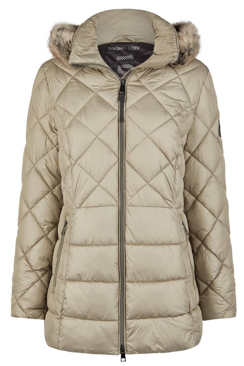 Barbara Lebek - Jacke Down Free mit Kapuze und Webpelz moss - Gr. - 42 von Barbara Lebek