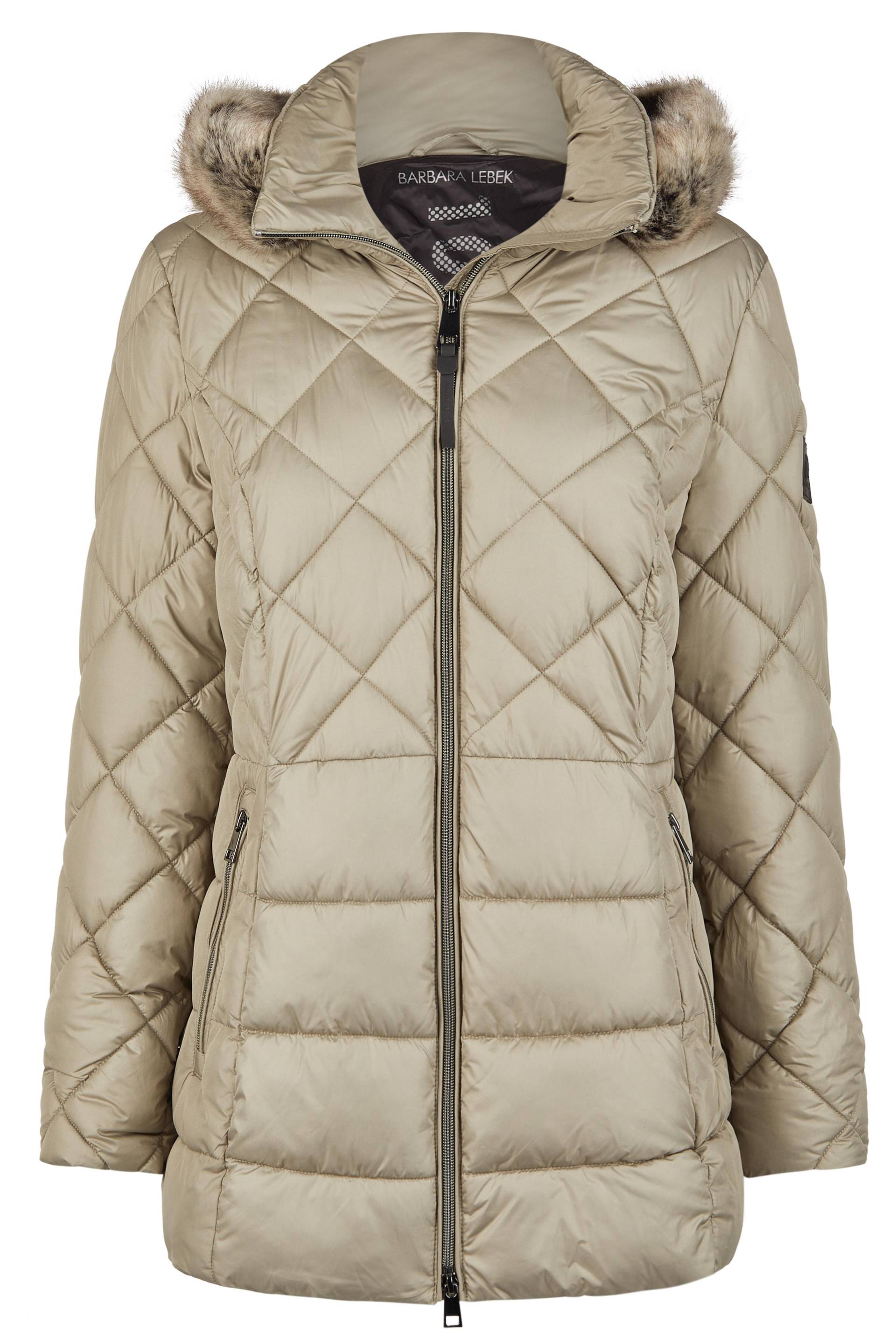 Barbara Lebek - Jacke Down Free mit Kapuze und Webpelz moss - Gr. - 46 von Barbara Lebek