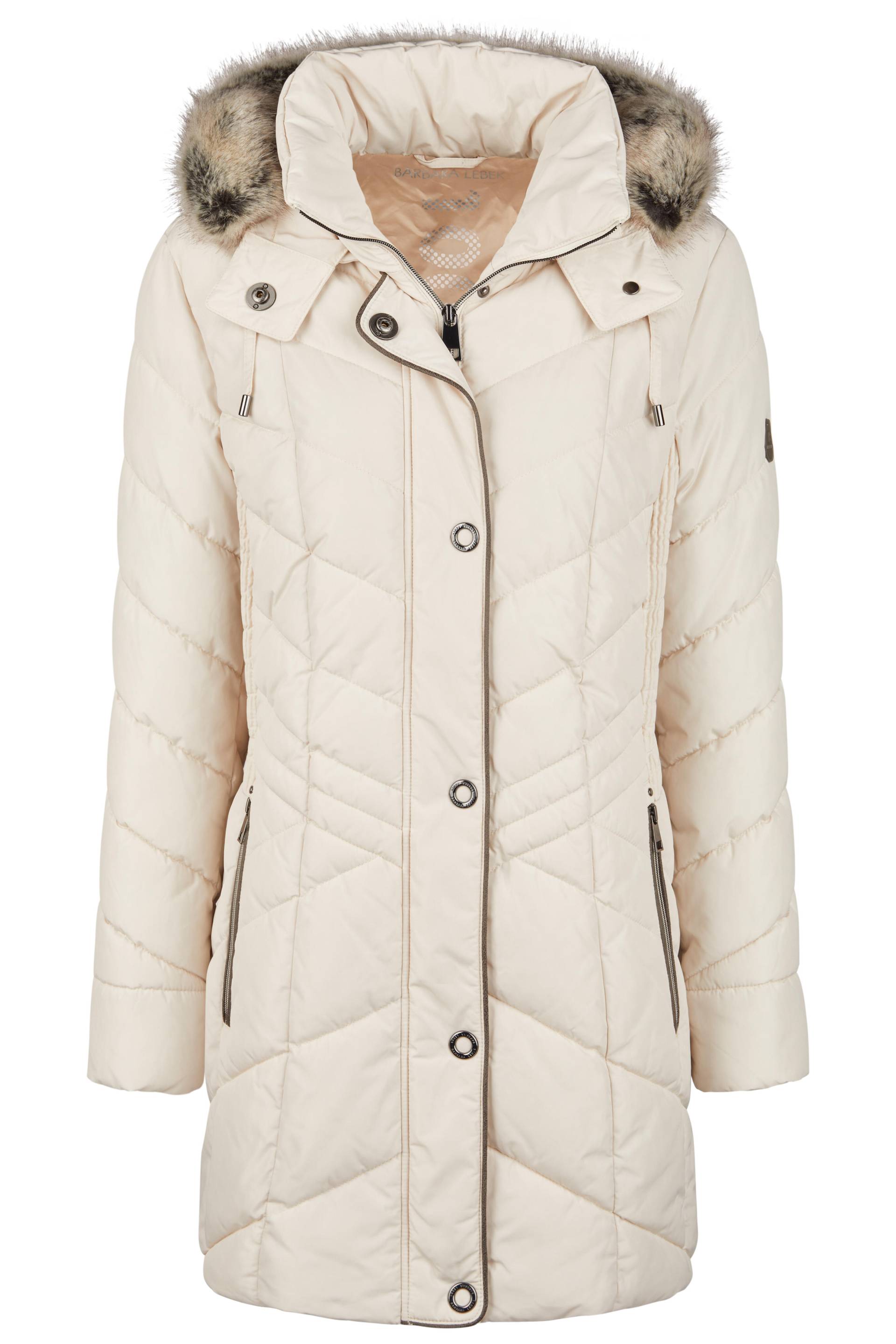 Barbara Lebek - Jacke Down Free mit Kapuze und Webpelz offwhite - Gr. - 40 von Barbara Lebek