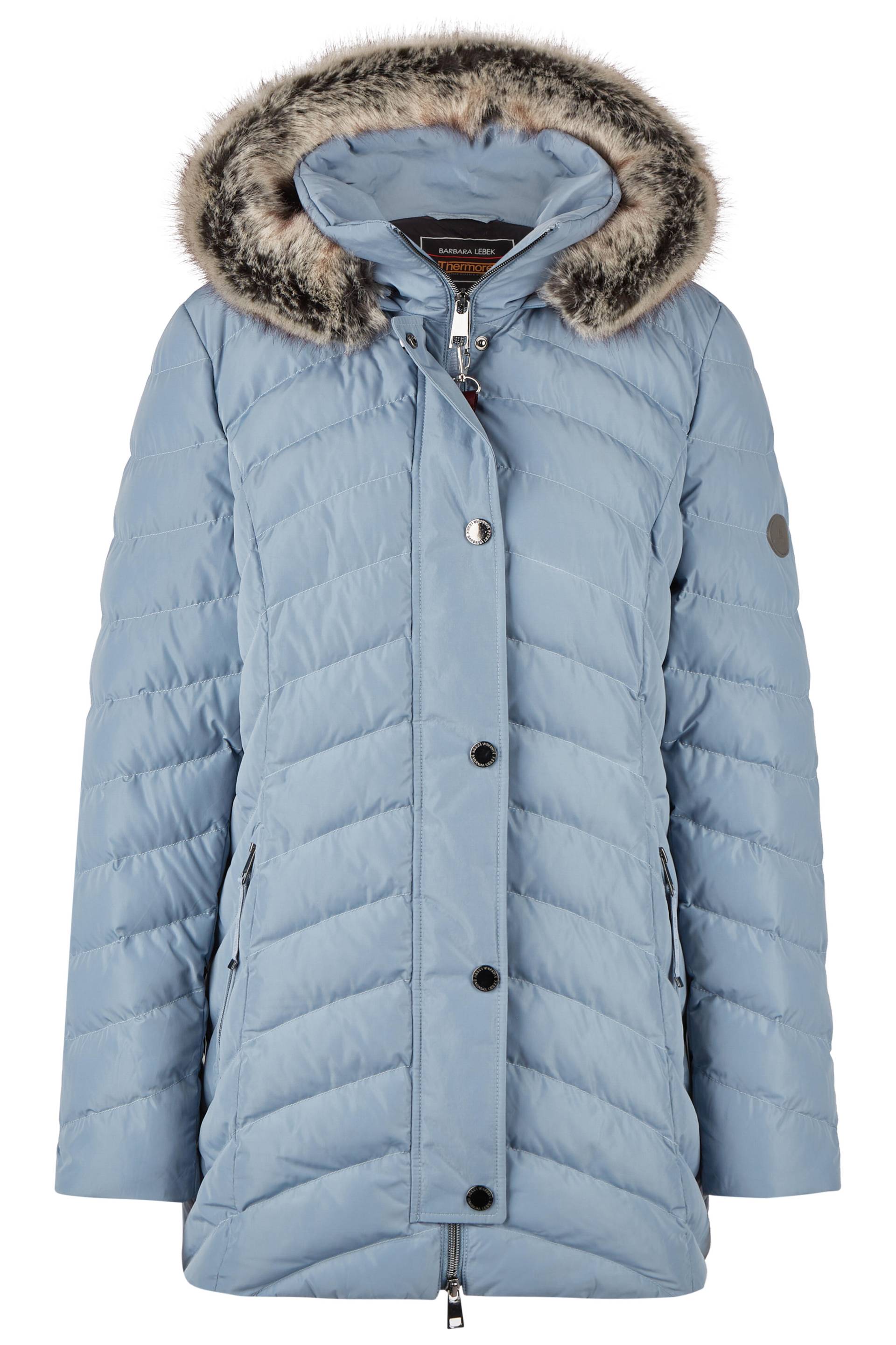 Barbara Lebek - Jacke Thermore mit Kapuze und Webpelz ice blue - Gr. - 44 von Barbara Lebek