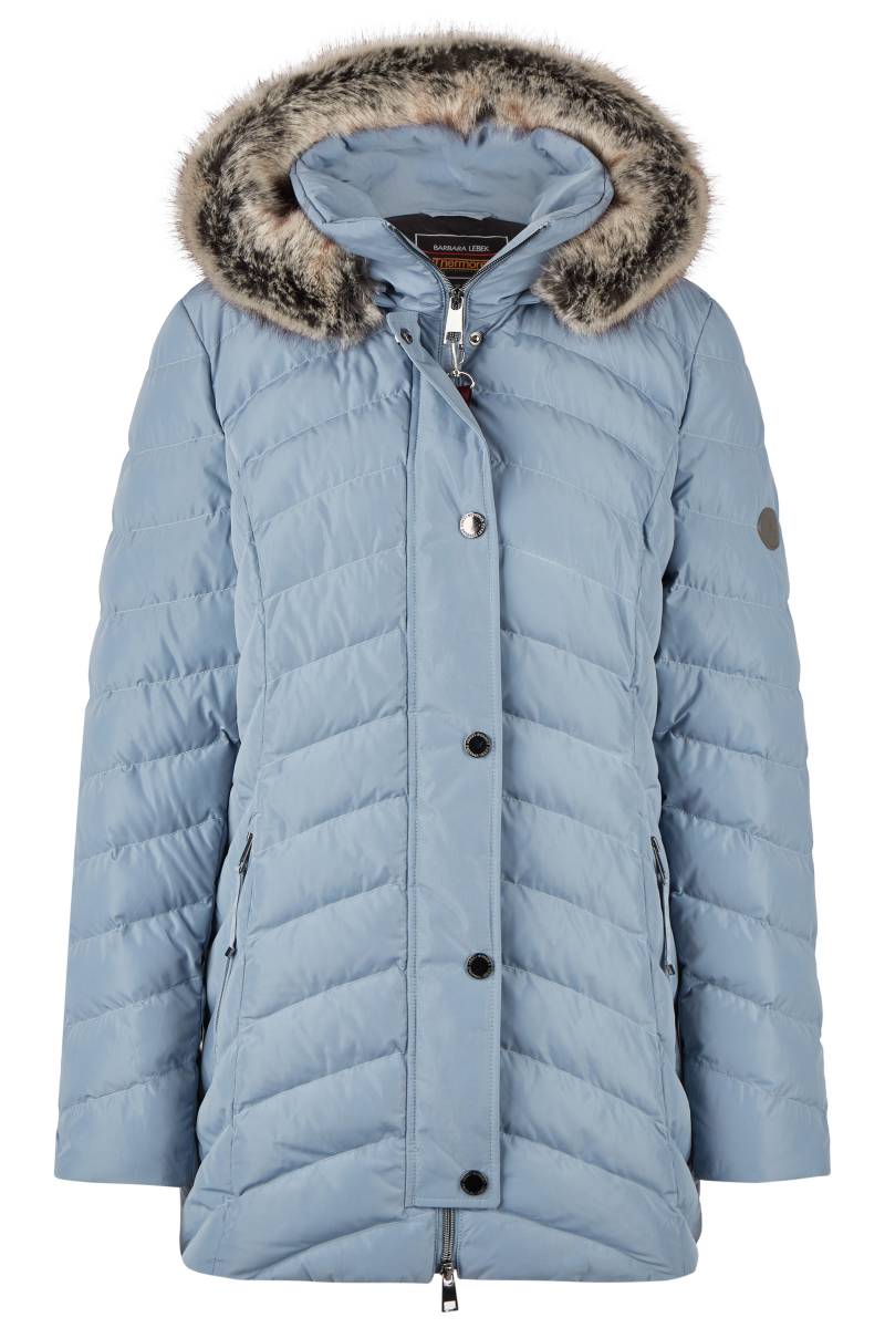 Barbara Lebek - Jacke Thermore mit Kapuze und Webpelz ice blue - Gr. - 46 von Barbara Lebek