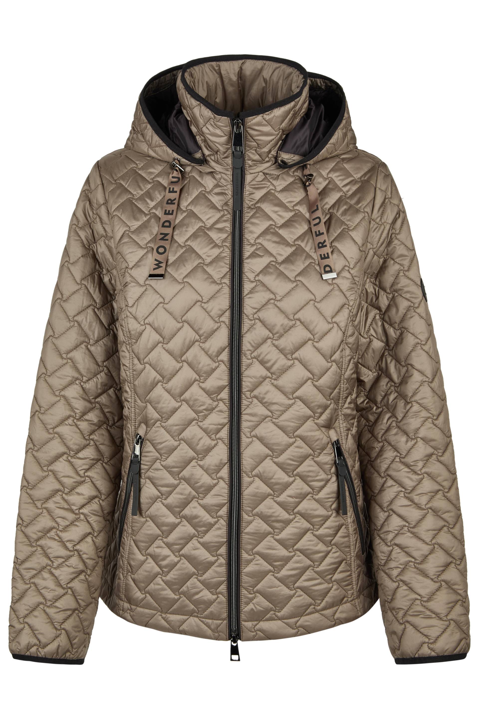 Barbara Lebek - Sandwich-Steppjacke mit Kapuze taupe - Gr. - 44 von Barbara Lebek