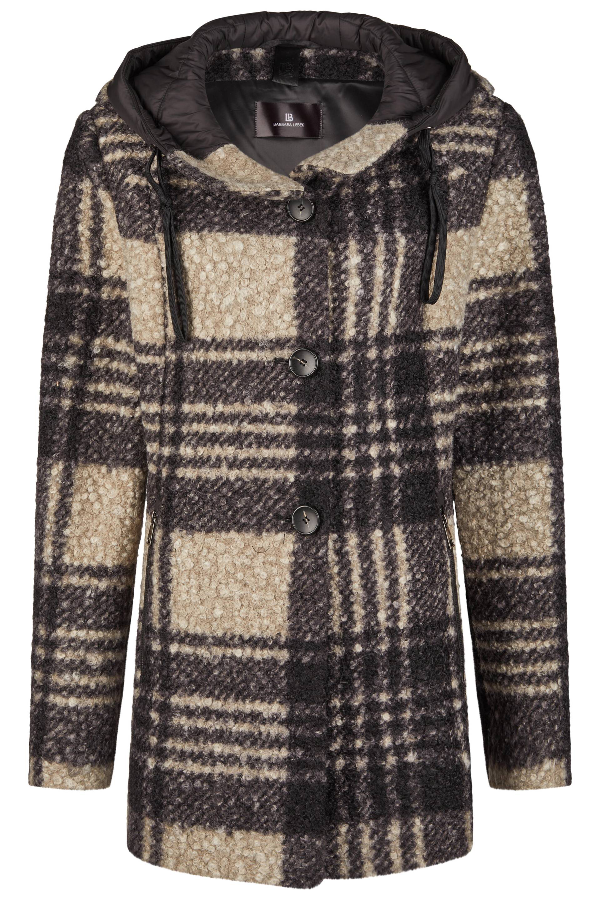 Barbara Lebek - Wolljacke mit Kapuze taupe/black - Gr. - 44 von Barbara Lebek
