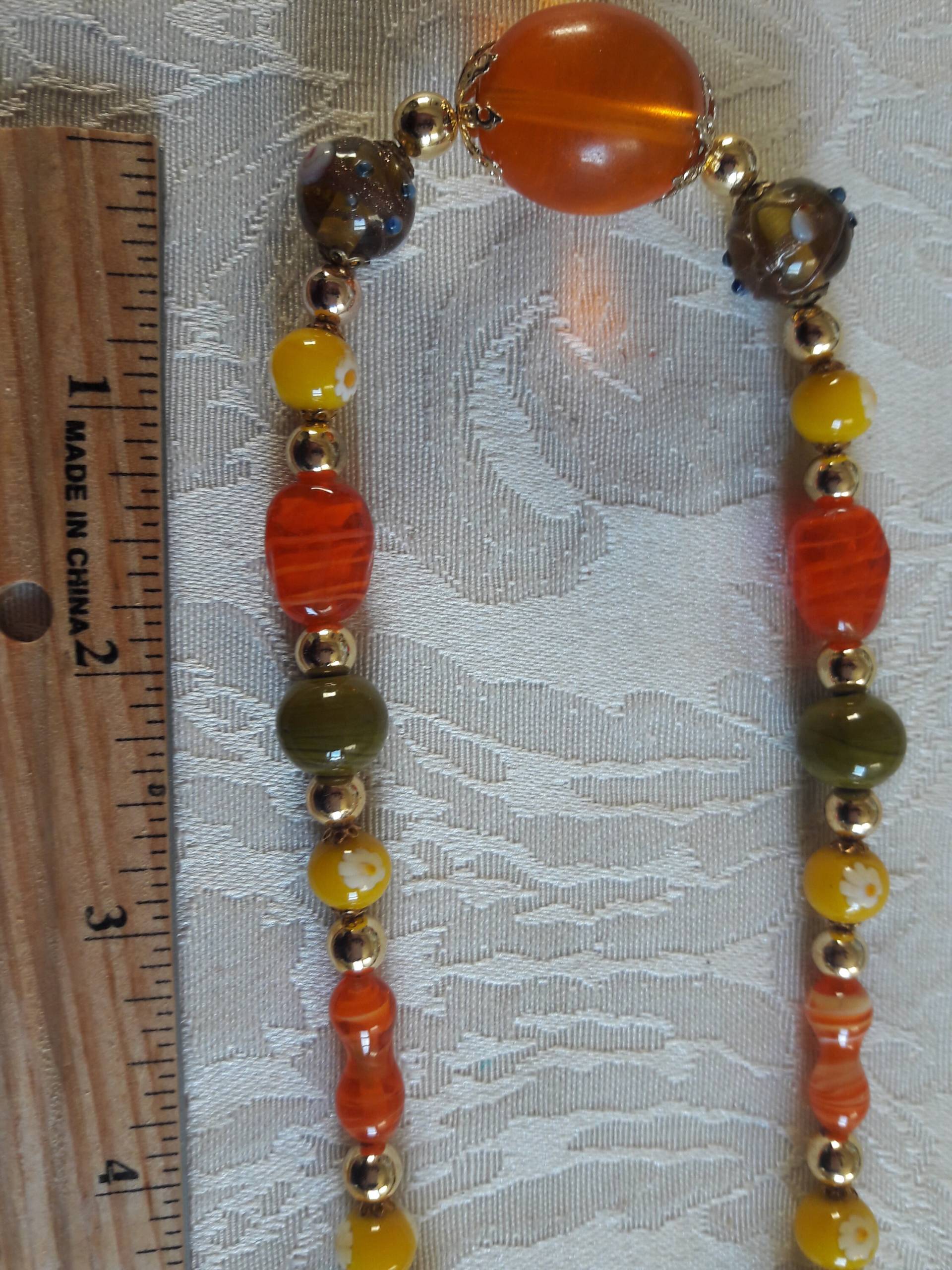 Vintage Orange Und Gelb Glas Perle Halskette Vintage Orange Und Gelb Glas Perle Halskette von BarbaraVintageBeads