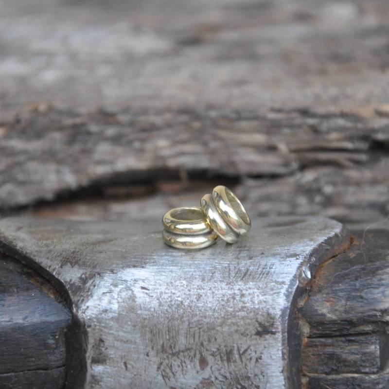 Hati - Set Von 2 Schlichten Bartringen/Perlen 6 Mm Innendurchmesser Zwergenhaarperlen Bronzefarben von Barbariann