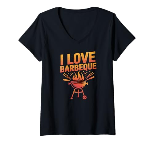 Damen Ich Liebe Barbeque Grill Master Fire Cooking Fun T-Shirt mit V-Ausschnitt Damen Ich Liebe Barbeque Grill Master Fire Cooking Fun T-Shirt mit V-Ausschnitt von Barbecue Enthusiast Grilling Outdoor Cookout
