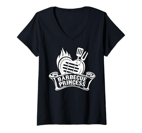 Damen Barbecue Princess Shirt Barbecue Grill oder Grillen Geschenk T-Shirt mit V-Ausschnitt von Barbecue Princess Shirts