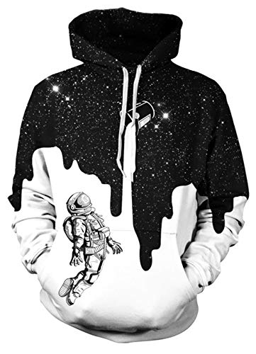 BarbedRose Herren Digitaldruck Sweatshirts Kapuzen Top Galaxy Muster Hoodie - Schwarz - XX-Large von BarbedRose