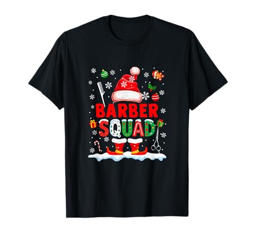 Barber Squad Herren Job Weihnachten Weihnachtsmann Kostüm Fliege T-Shirt von Barber Christmas Costume