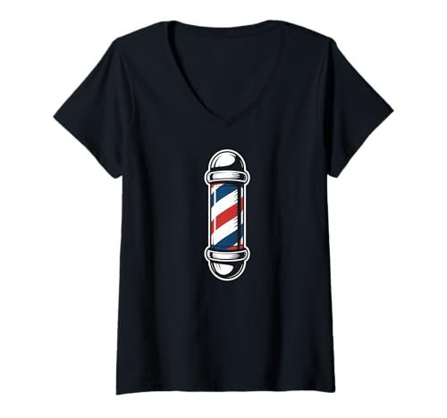 Damen Friseurstange im klassischen Vintage-Retro-Stil T-Shirt mit V-Ausschnitt Damen Friseurstange im klassischen Vintage-Retro-Stil T-Shirt mit V-Ausschnitt von Barber Pole Classic Vintage Retro Style