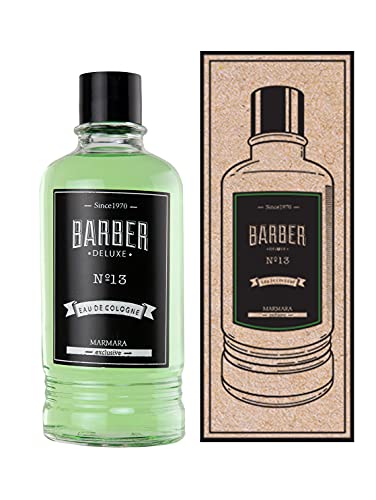 BARBER MARMARA No.13 Eau de Cologne Herren Splash Deluxe im Glas Flacon 1x 400ml - After Shave Men - Duftwasser - Rasierwasser - Erfrischt kühlt - Duft Herren - Desinfizierend 70° Alkohol (No.13) von barber marmara