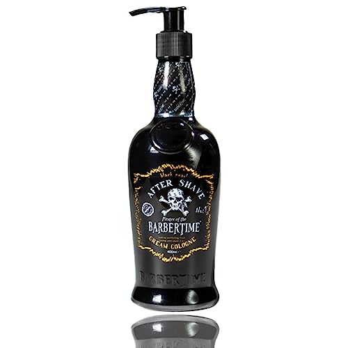 BARBERTIME Aftershave Cream Cologne | Frische und kühlende Post Shave 2-in-1 feuchtigkeitsspendende Herren-Balsam-Lotion | Nr. 1 Black Pearl 400 ml von Barbertime
