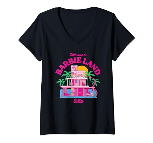Damen Barbie The Movie - Willkommen im Barbie-Land T-Shirt mit V-Ausschnitt Damen Barbie The Movie - Willkommen im Barbie-Land T-Shirt mit V-Ausschnitt von Barbie The Movie