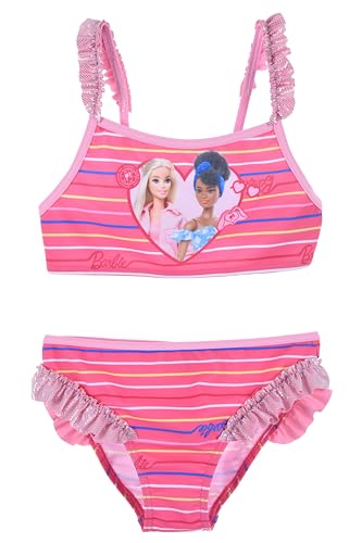 Barbie Bikini für Mädchen, Zweiteiliger Badeanzug Puppen Design, Kinder Badeanzug, Größe 4 Jahre | Fuchsia von Barbie