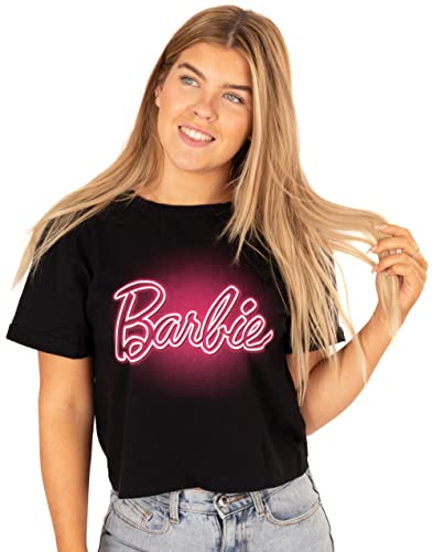 Barbie Cropped T-Shirt Womens Damen Neon Rosa Logo graue Oberseite XL von Barbie