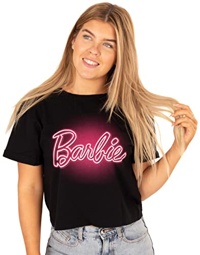 Barbie Cropped T-Shirt Womens Damen Neon Rosa Logo graue Oberseite XXL von Barbie