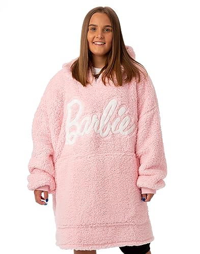Barbie Tragbare Damendecke | Damen-Fleece-Hoodie mit aufgesticktem klassischem Logo in Rosa | Modischer, Schwerer Kuschel-Kapuzenpullover von Barbie