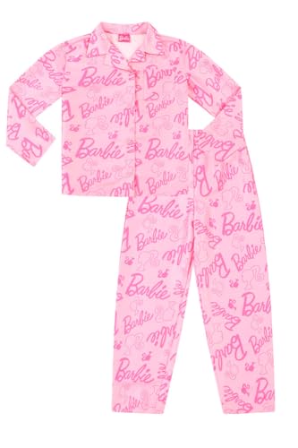 Barbie Damen und Mädchen Lang Satin Pyjama Set Sommer Zweiteiliger Schlafanzug Seide Satin, rose, 10-12 von Barbie
