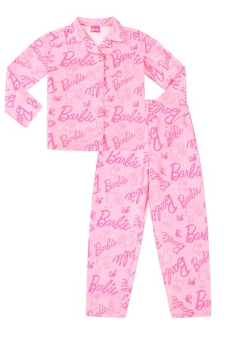 Barbie Langer Satin-Schlafanzug für Damen und Mädchen, Sommer, zweiteilig, Seidensatin, rose, 16-18 von Barbie