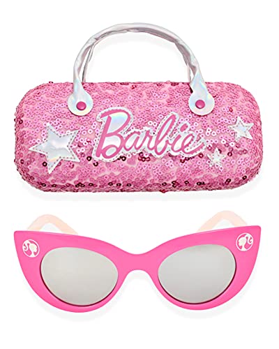 Barbie Girl's Cat Eye Sunglasses and Handled Hard Case Set, Pink Sparkle von Barbie