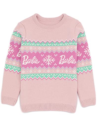 Barbie Girls Christmas Jumper Kids Logo rosa gestrickt Weihnachten Pullover 5-6 Jahre von Barbie