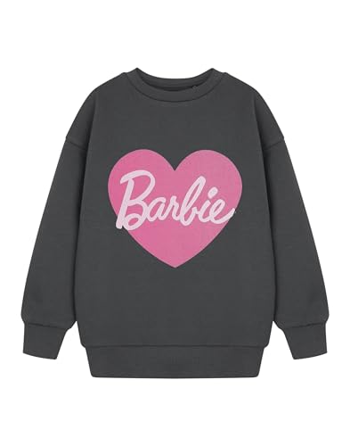 Barbie Graues Herz-Sweatshirt für Mädchen | Niedlicher Pullover Logo für Kinder | Langarmpullover für Mädchen | Pullover aus weicher Baumwollmischung | Kindermode Fans von Barbie