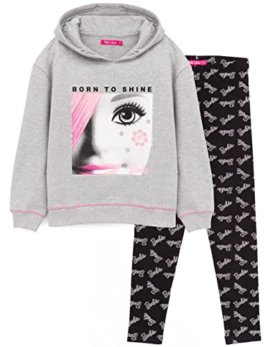 Barbie Hoodie & Leggings Mädchen Kinder Puppe Jumper Schwarz Graue Kleidung 9-10 Jahre von Barbie