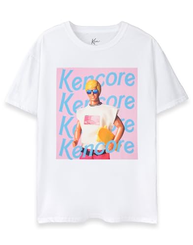 Barbie Ken Herren T-Shirt | Kencore Kurzarm-Grafik-T-Shirt für Erwachsene in Weiß | Surfer Skater Beach Club Puppe Spielzeug Film Bekleidung Top | Neuartiges, modisches Merchandise-Geschenk von Barbie