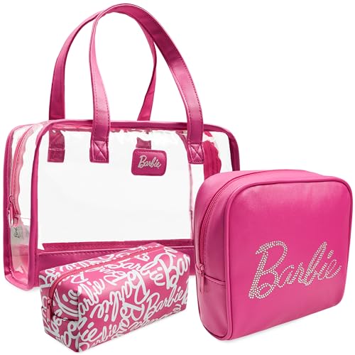 Barbie Kulturtasche Mädchen, 3er-Set Make Up Tasche, Waschtasche, Kosmetiktasche Mädchen Rosa - Reise Zubehör von Barbie