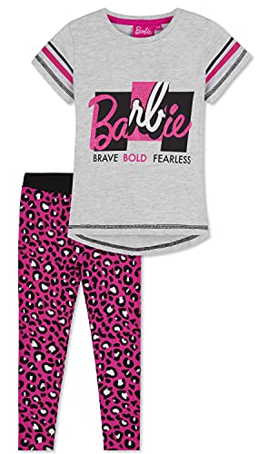 Barbie Leggings Mädchen und Mädchen T-Shirt Set, Kinder Kleidung für Mädchen, 92-158 (Grau/Lila, 4-5 Jahre) von Barbie