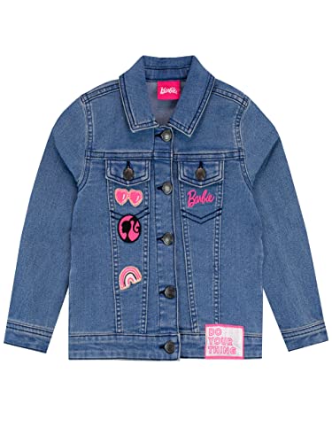 Barbie Mädchen Gestickt Jeansjacke Oberbekleidung für Kinder Blau 110 von Barbie