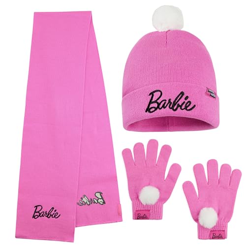 Barbie Mädchen Mütze, Handschuhe & Schal Set - Geschenke für Kinder von Barbie